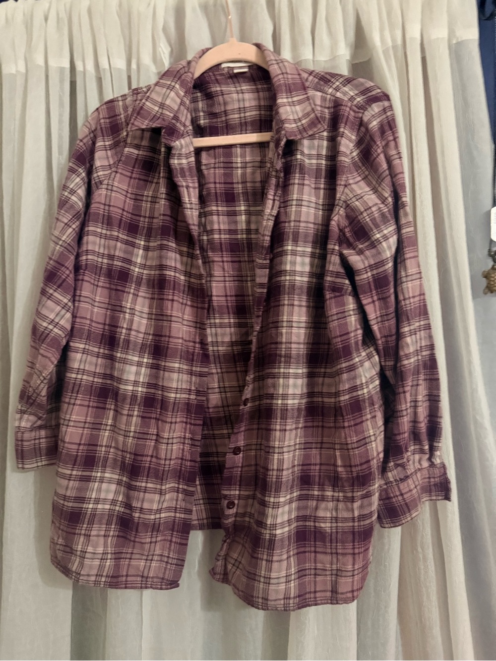 Coldwater Creek Lavender and Plum Plaid Shirt